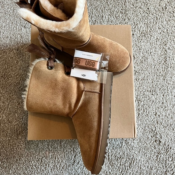 UGG Customizable Bailey Bow Short Brown Boots - Picture 3 of 8